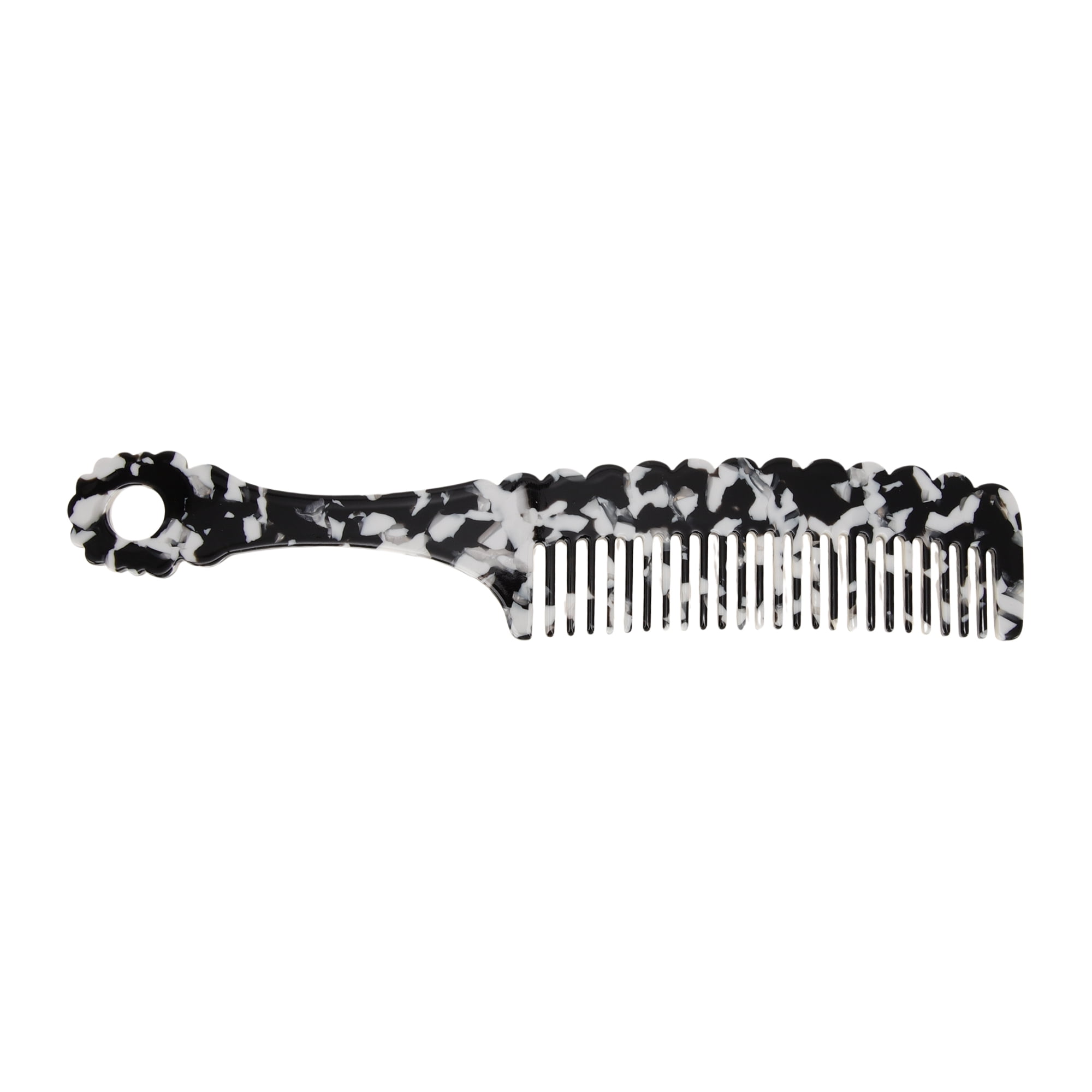 Unique Bargains 1 Pc Fashion Handle Wavy Hair Comb for All Hair Types Styles Black White