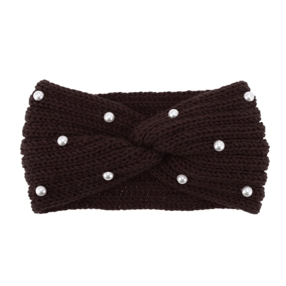 Unique Bargains 1 Pc Fashion Headband Pearl Pattern Coffee Color