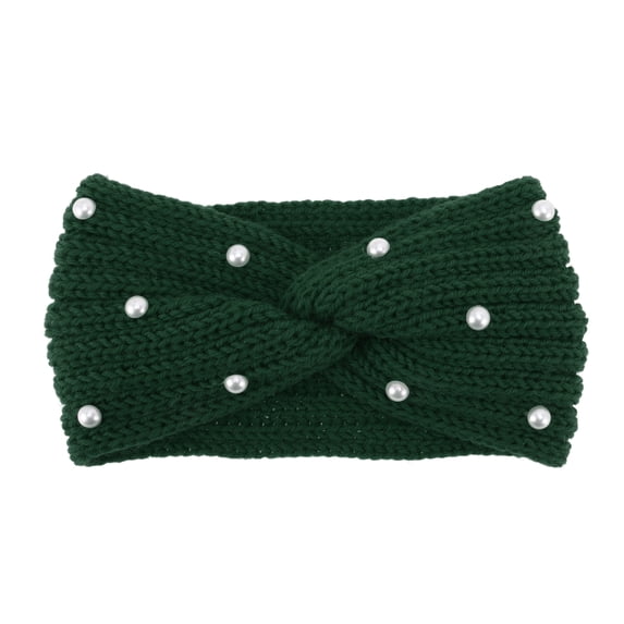 Unique Bargains 1 Pc Fashion Headband Pearl Pattern Dark Green