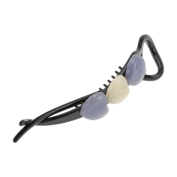 Unique Bargains 1 Pc Fashion Heart Beads Hair Clips for Home Black Blue