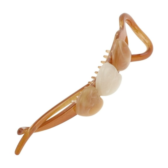 Unique Bargains 1 Pc Fashion Heart Beads Hair Clips for Home Coffee Color Beige