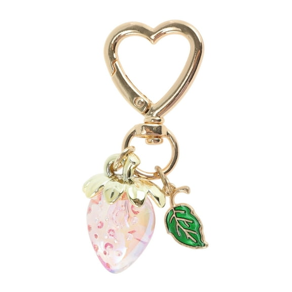 Unique Bargains 1 Pc Fashion Heart Buckle Strawberry Leaf Handbag Charm Bag Accessories Sparkling Pink