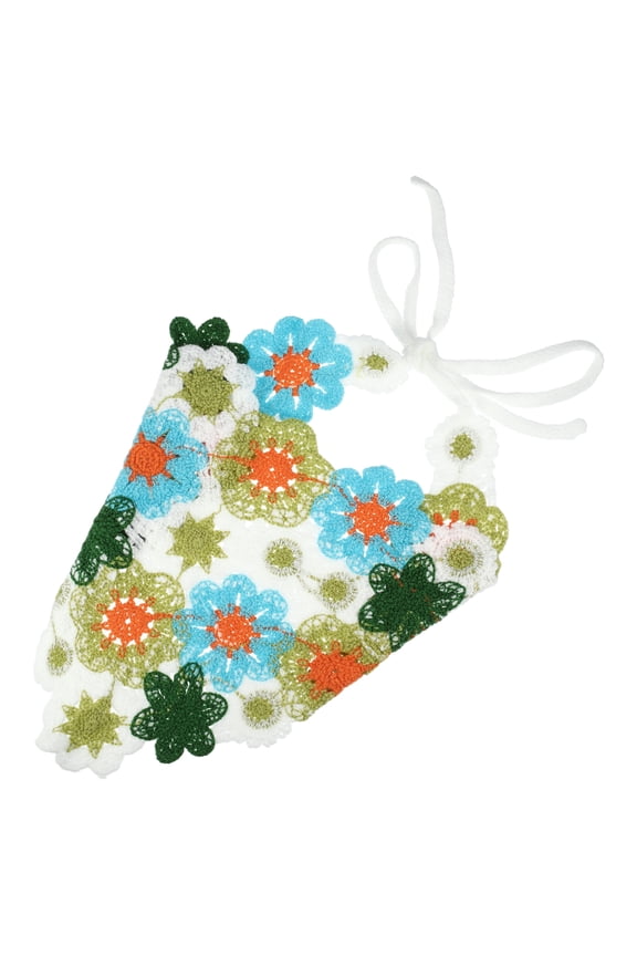 1 Pc Fashion Knitted Hollow Triangle Headwrap for Women 21.65"x11.02" Green