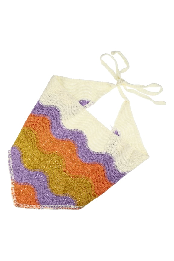 1 Pc Fashion Knitted Hollow Triangle Headwrap for Women 26.38"x11.02" Purple