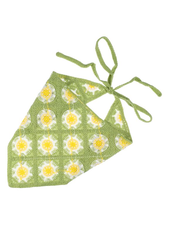 1 Pc Fashion Knitted Hollow Triangle Headwrap for Women for Girls 20.08"x9.84" Green