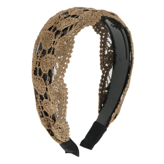 Unique Bargains 1 Pc Fashion Lace Headband 5.71"x4.72" Brown