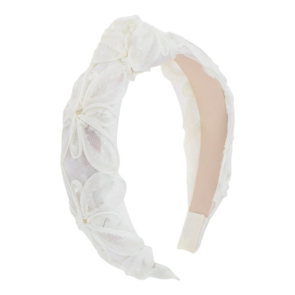 Unique Bargains 1 Pc Fashion Lace Tie Headbands for Women Beige