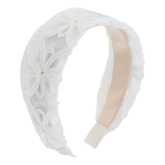 Unique Bargains 1 Pc Fashion Lace Wide Headbands for Women Beige