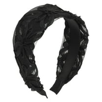 Unique Bargains 1 Pc Fashion Lace Wide Headbands for Women Black