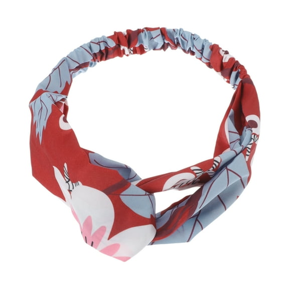 Unique Bargains 1 Pc Fashion Leaf Pattern Cross Elastic Hairband for Women Red