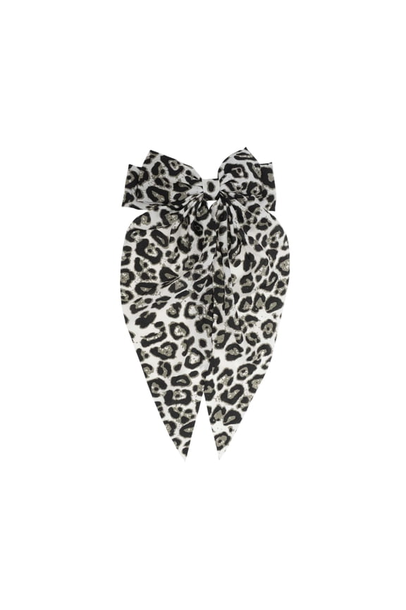 1 Pc Fashion Leopard Print Bow Ribbon Spring Hair Clips White Brown