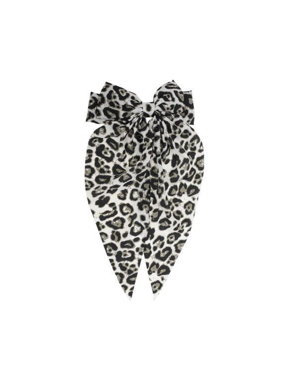 1 Pc Fashion Leopard Print Bow Ribbon Spring Hair Clips White Brown