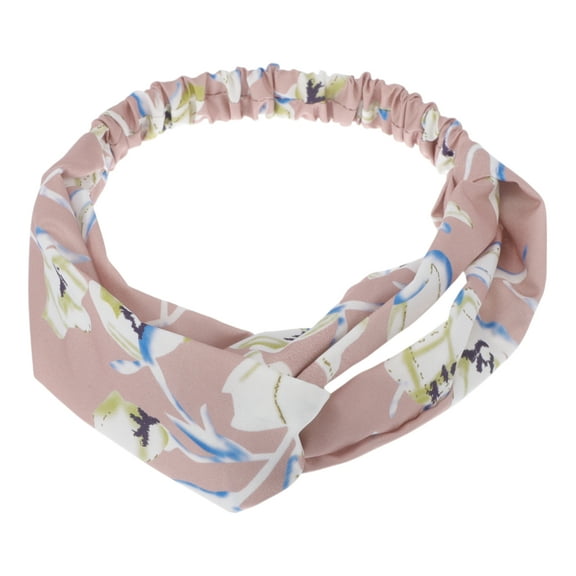 Unique Bargains 1 Pc Fashion Lily Pattern Cross Elastic Hairband for Women Pink