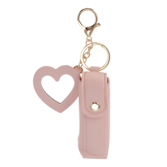 Unique Bargains 1 Pc Fashion Lipstick Bag with Mirror Handbag Charm Bag Accessories Pink