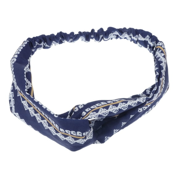 Unique Bargains 1 Pc Fashion Love Sea Pattern Cross Elastic Hairband for Women Navy Blue