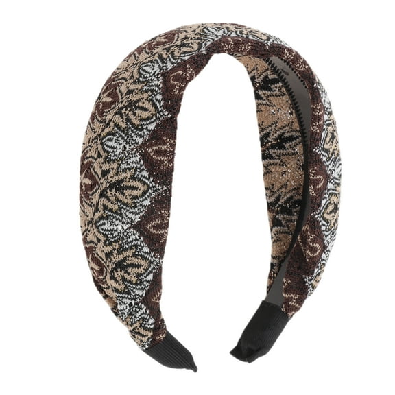 Unique Bargains 1 Pc Fashion Pattern Wide Headbands for Women Brown
