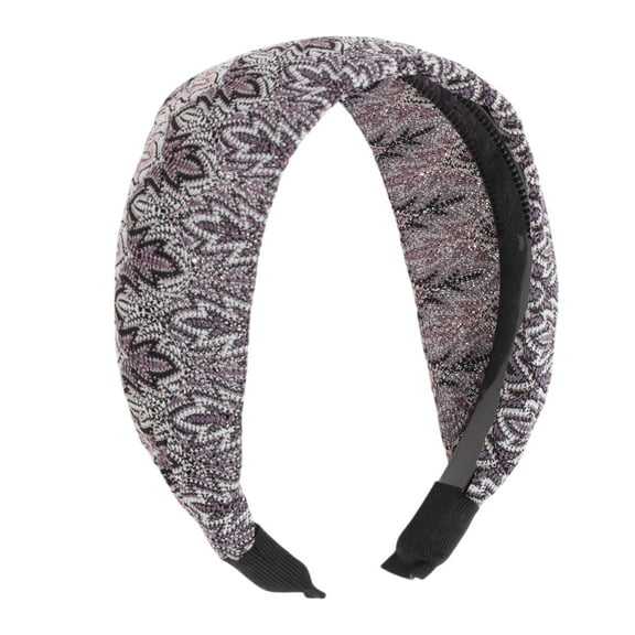 Unique Bargains 1 Pc Fashion Pattern Wide Headbands for Women Purple Gray
