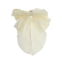 Unique Bargains 1 Pc Fashion Pearl Bow Hair Clips Hairdo Clip Apricot