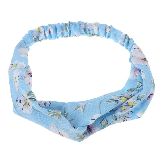 Unique Bargains 1 Pc Fashion Phalaenopsis Pattern Elastic Hairband for Women Light Blue