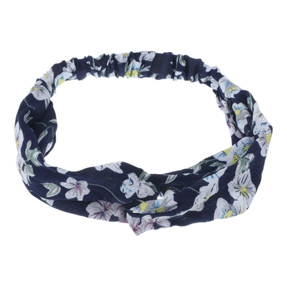 Unique Bargains 1 Pc Fashion Phalaenopsis Pattern Elastic Hairband for Women Navy Blue