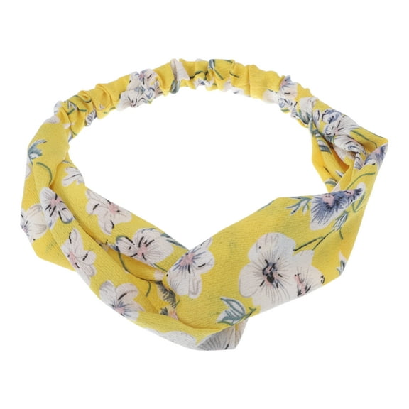 Unique Bargains 1 Pc Fashion Phalaenopsis Pattern Elastic Hairband for Women Yellow