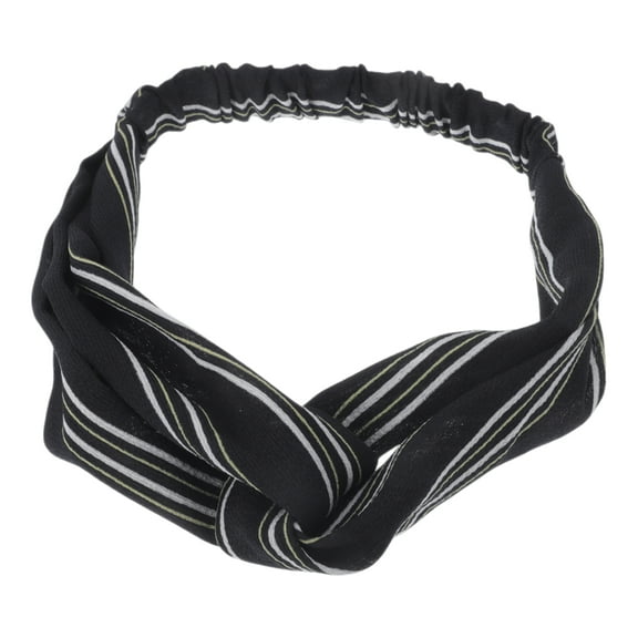 Unique Bargains 1 Pc Fashion Pinstripe Pattern Cross Elastic Hairband for Women White Navy Blue