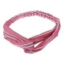 Unique Bargains 1 Pc Fashion Pinstripe Pattern Cross Elastic Hairband for Women White Pink