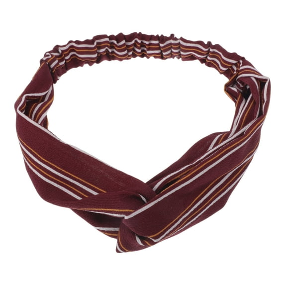 Unique Bargains 1 Pc Fashion Pinstripe Pattern Cross Elastic Hairband for Women Wine Red