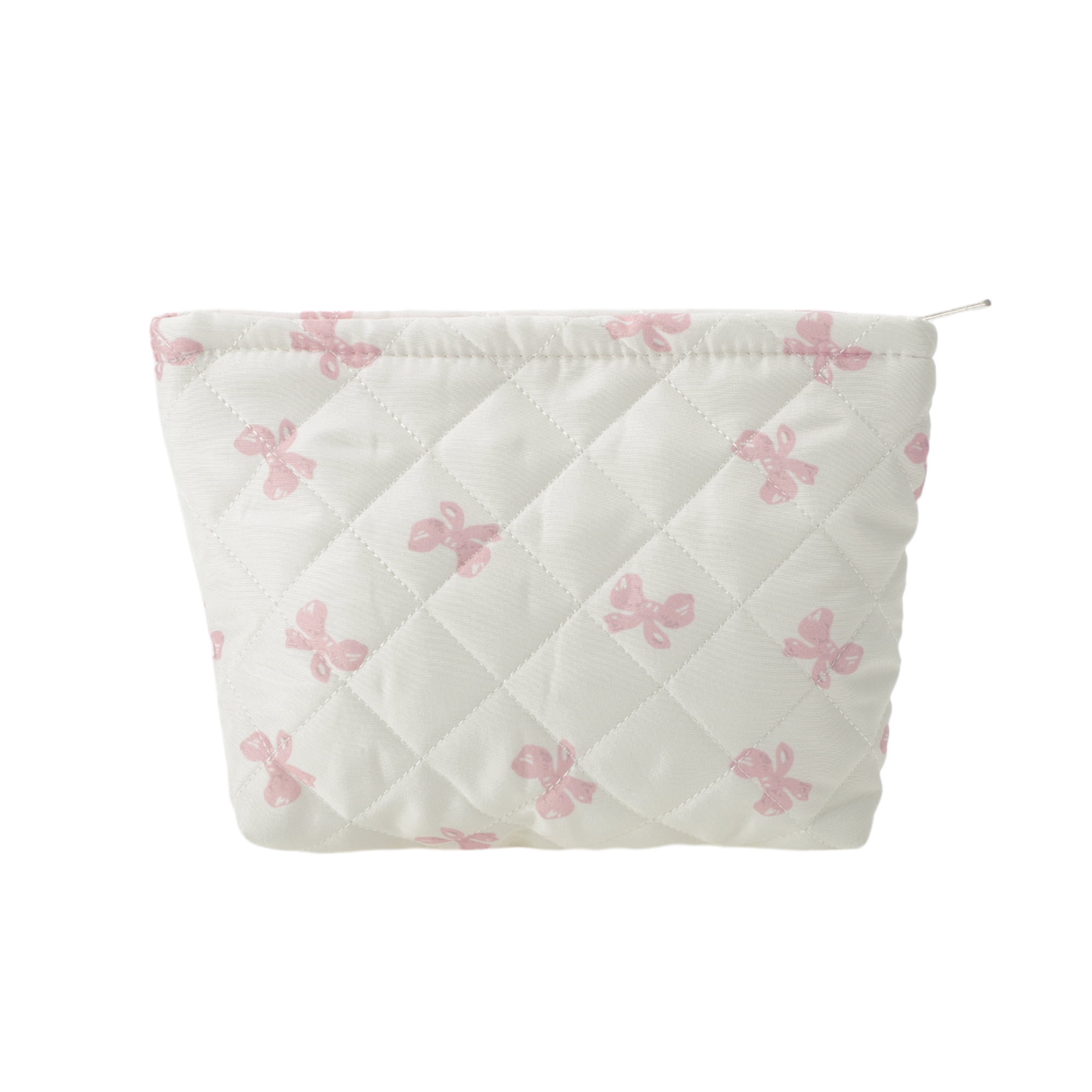 Unique Bargains 1 Pc Fashion Plaid Bow Makeup Bag for Organization Pink