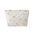 thumbnail image 1 of Unique Bargains 1 Pc Fashion Plaid Bow Makeup Bag for Organization Pink, 1 of 5