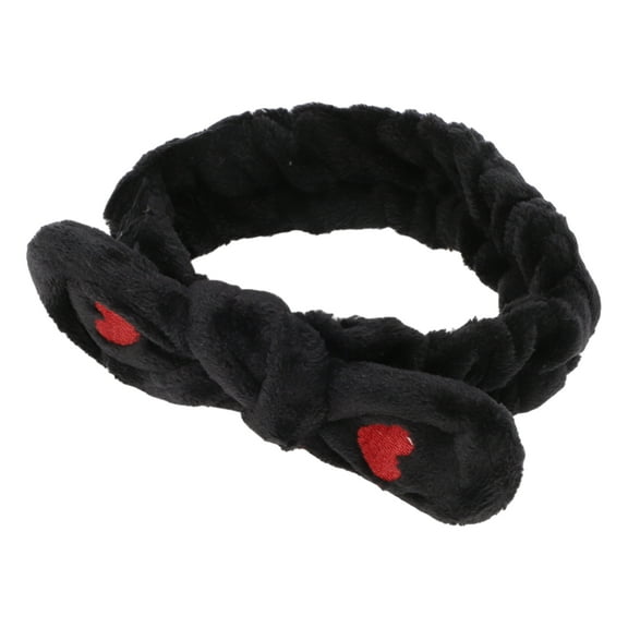 Unique Bargains 1 Pc Fashion Plush Wide Side Heart Knotted Headwrap for Women 7.09"x1.97" Black