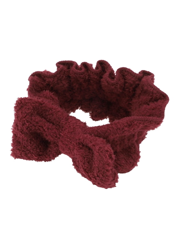 1 Pc Fashion Plush Wide Side Knot Bow Headwrap for Women 7.28"x3.15" Red