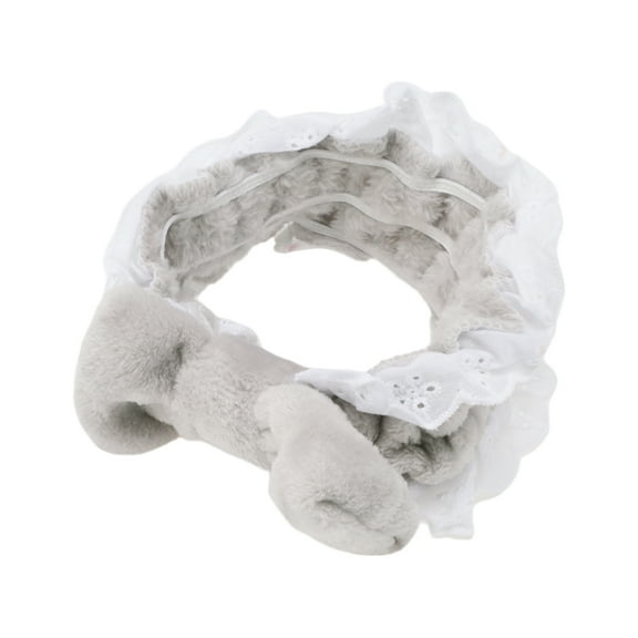 Unique Bargains 1 Pc Fashion Plush Wide Side Lace Headwrap for Women 6.69"x2.36" Gray