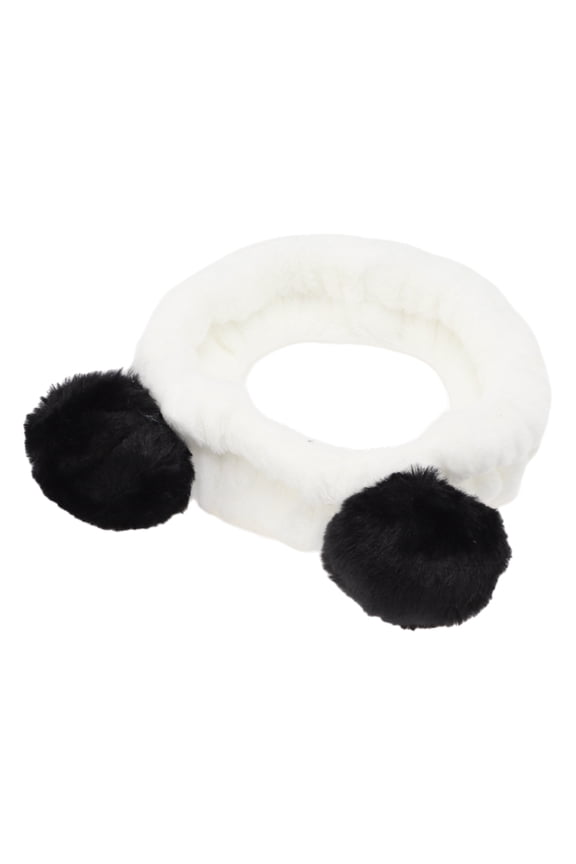 1 Pc Cute Plush Wide Side Panda Ear Headwrap for Women for Girls 5.91"x1.77" Black