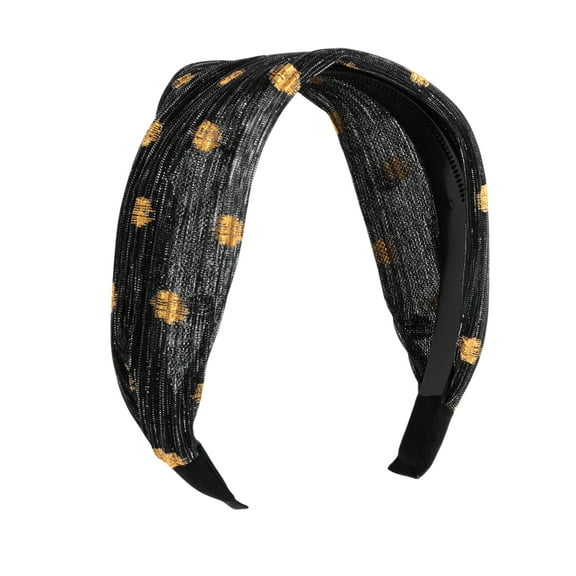 Unique Bargains 1 Pc Fashion Polka Dot Mesh Wide Headbands for Women Black
