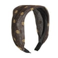 thumbnail image 1 of Unique Bargains 1 Pc Fashion Polka Dot Mesh Wide Headbands for Women Brown, 1 of 6