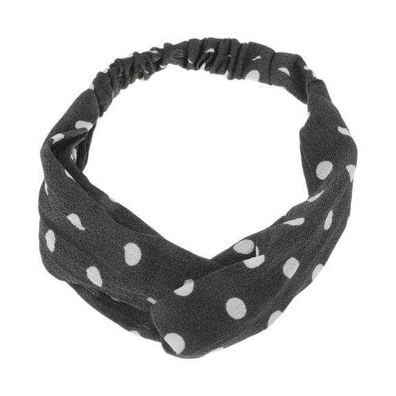 Unique Bargains 1 Pc Fashion Polka Dot Pattern Cross Elastic Hairband for Women Gray