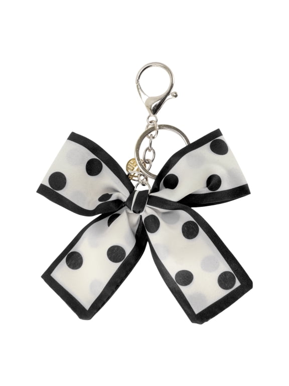 1 Pc Fashion Polka Dot Print Scarf Handbag Charm Bag Accessories Black