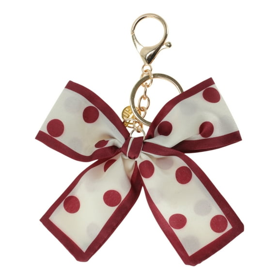 Unique Bargains 1 Pc Fashion Polka Dot Print Scarf Handbag Charm Bag Accessories Red