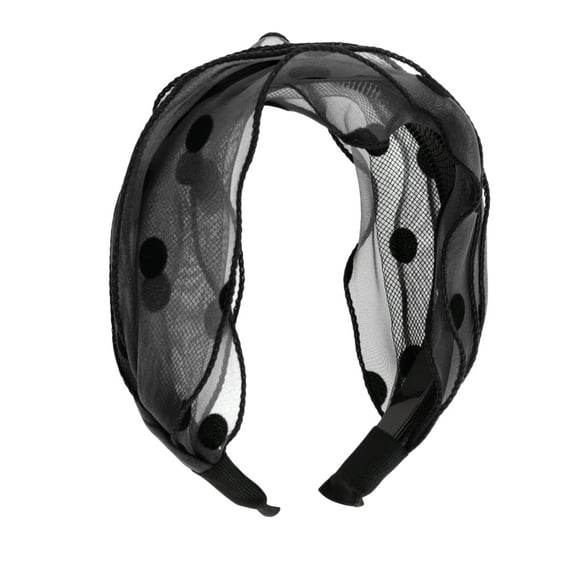Unique Bargains 1 Pc Fashion Polka Dot Wide Headbands for Women Black
