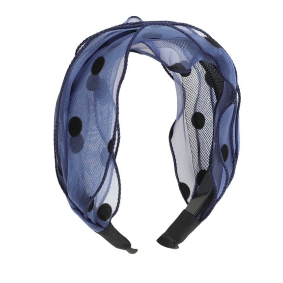 Unique Bargains 1 Pc Fashion Polka Dot Wide Headbands for Women Blue
