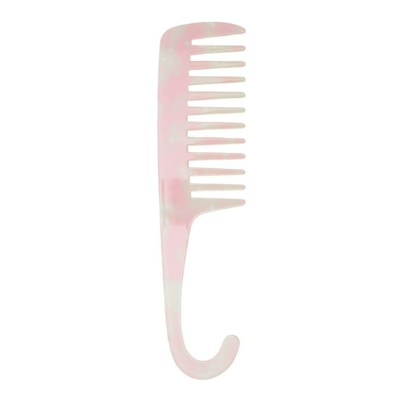 Unique Bargains 1 Pc Fashion Portable Wide Tooth Comb Pink White Acetate Sheet