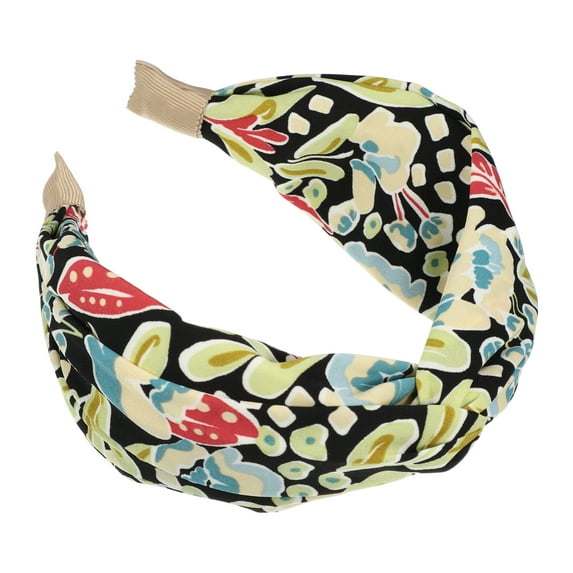 Unique Bargains 1 Pc Fashion Printed Knotted Headwrap for Women for Girls 5.91"x2.56" Black