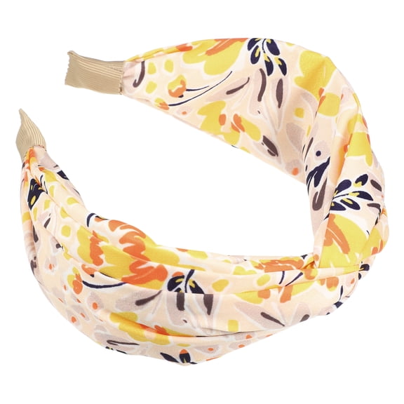 Unique Bargains 1 Pc Fashion Printed Knotted Headwrap for Women for Girls 5.91"x2.56" Yellow