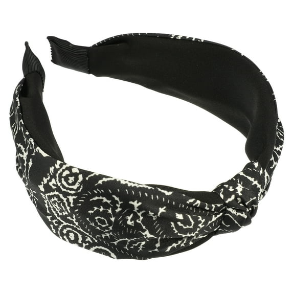 Unique Bargains 1 Pc Fashion Printed Knotted Headwrap for Women for Girls 6.69"x2.17" Black