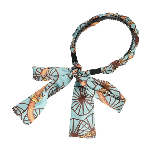 Unique Bargains 1 Pc Fashion Retro Satin Cross Knotted Fabric Headband for Women 4.72" ID Blue