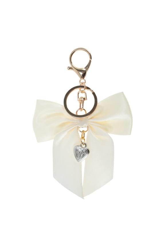 1 Pc Fashion Ribbon Bow Handbag Charm Bag Accessories Beige