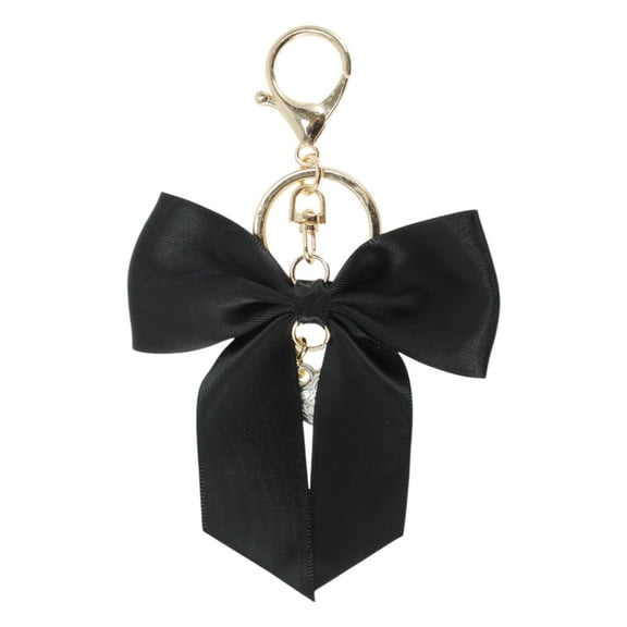 Unique Bargains 1 Pc Fashion Ribbon Bow Handbag Charm Bag Accessories Black