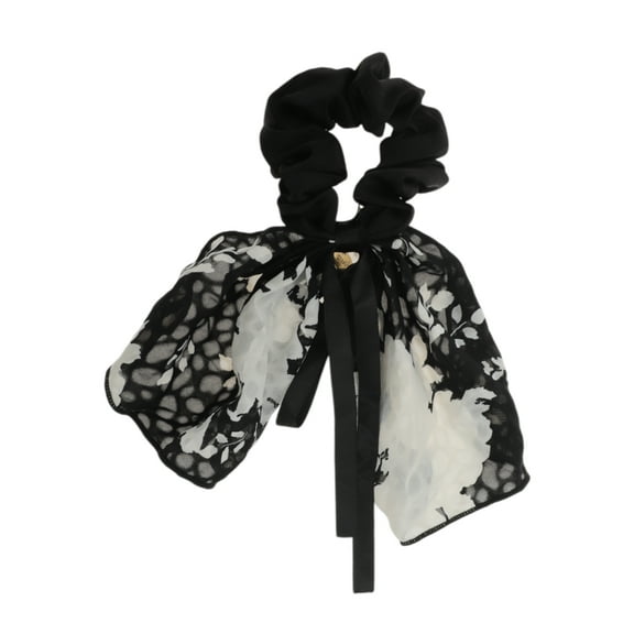 Unique Bargains 1 Pc Fashion Ribbon Scrunchies Hair Elastic Band white flower