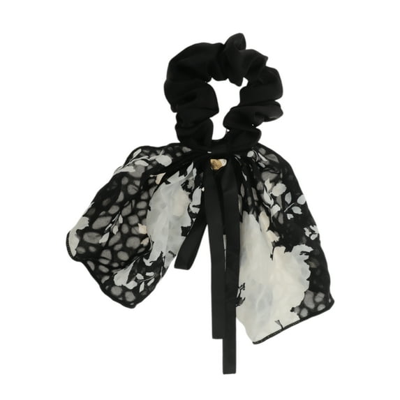 Unique Bargains 1 Pc Fashion Ribbon Scrunchies Hair Elastic Band white flower